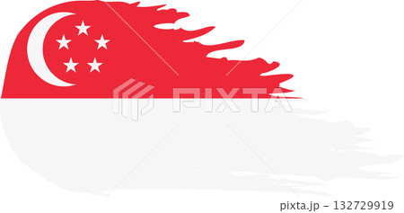 Singapore comet flag, grunge brush vector 132729919