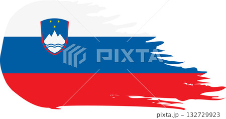 Slovenia comet flag, grunge brush vector 132729923