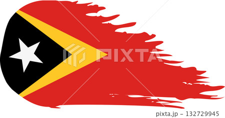 Timor-Leste - East Timor comet flag, grunge brush vector 132729945