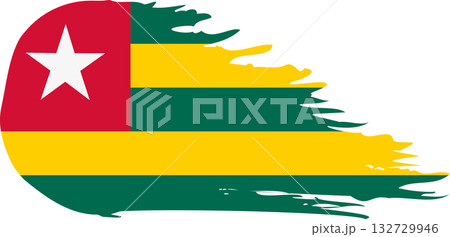 Togolese Republic comet flag, grunge brush vector 132729946