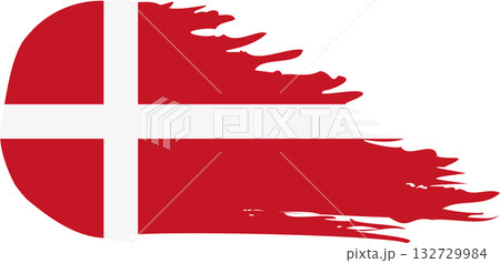Denmark comet flag, grunge brush vector 132729984