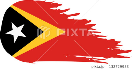 Timor-Leste comet flag, grunge brush vector 132729988