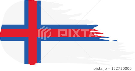 Faroe Islands comet flag, grunge brush vector 132730000