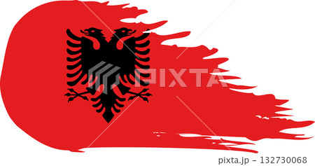 Albania comet flag, grunge brush vector Albania comet flag, grunge brush vector 132730068