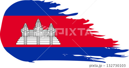 Cambodia comet flag, grunge brush vector 132730103