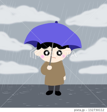 小雨や曇り空と傘を差す人 小雨や曇り空と傘を差す人 132730112