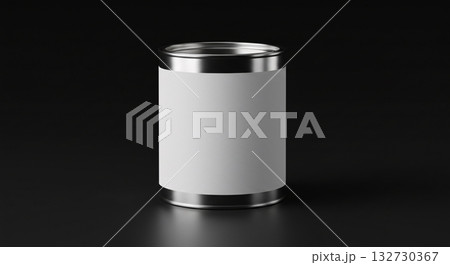 Blank Metal Can with White Label Against Dark Background Blank Metal Can with White Label Against Dark Background 132730367