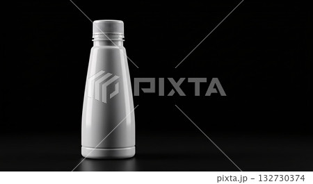 Blank White Plastic Bottle Against Black Background Blank White Plastic Bottle Against Black Background 132730374