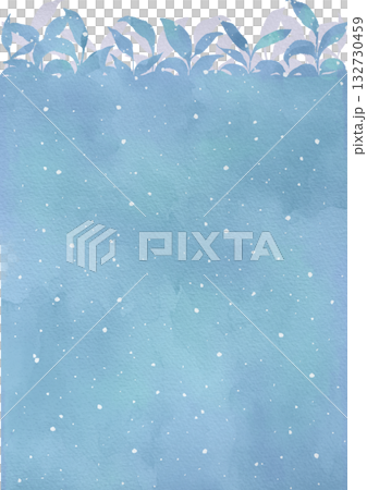 水彩の雪が降る冬の植物の背景イラスト 水彩の雪が降る冬の植物の背景イラスト 132730459