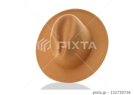 Brown felt cowboy hat with a wide brim and high crown, isolated, PNG Brown felt cowboy hat with a wide brim and high crown, isolated, PNG 132730736