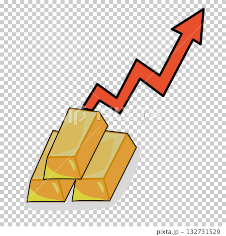 Illustration of Gold Bars with Arrow Up 132731529