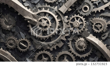 Fragmented Gear Ridges in Subdued Metallic Tonesのイラスト素材 [132731923] - PIXTA