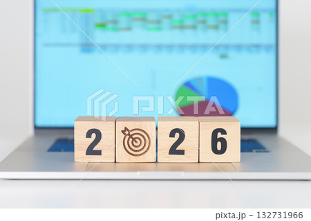 2026 Year block with dartboard icon against computer laptop background. Goal, Target, Resolution, strategy, plan, Action, mission, motivation, and New Year start concepts 2026 Year block with dartboard icon against computer laptop background. Goal, Target, Resolution, strategy, plan, Action, mission, motivation, and New Year start concepts 132731966