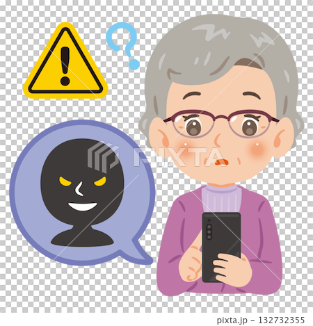 Smartphone crime and senior women upper body illustration Smartphone crime and senior women upper body illustration 132732355