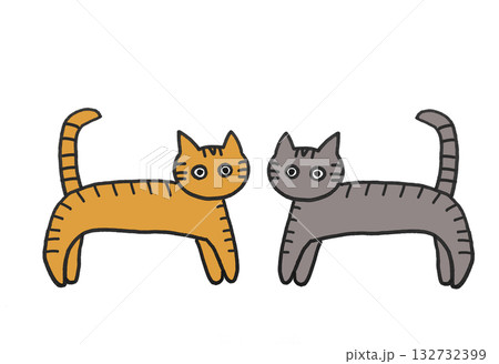 茶と灰色のねこ 132732399