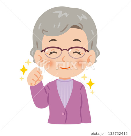 元気で笑顔なシニア女性 上半身イラスト 元気で笑顔なシニア女性 上半身イラスト 132732413