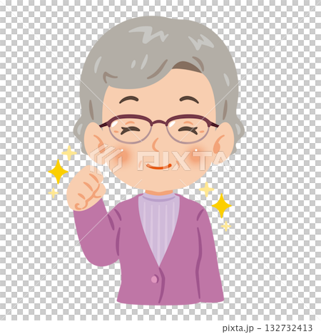 元気で笑顔なシニア女性 上半身イラスト 元気で笑顔なシニア女性 上半身イラスト 132732413