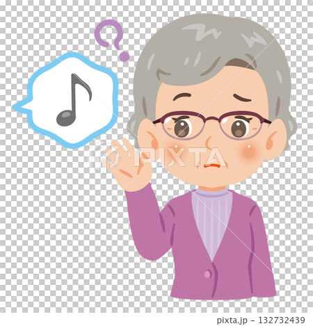 聽力障礙老年女性上半身插圖 132732439