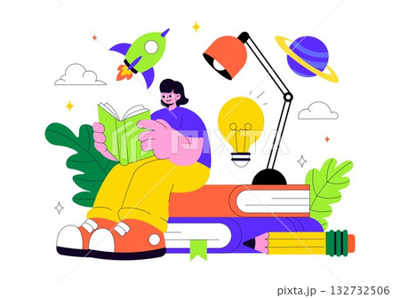 Book Week Events Vector Illustration with People Reading and Students Studying Textbooks for Literacy in a Flat Style Cartoon Background Book Week Events Vector Illustration with People Reading and Students Studying Textbooks for Literacy in a Flat Style Cartoon Background 132732506