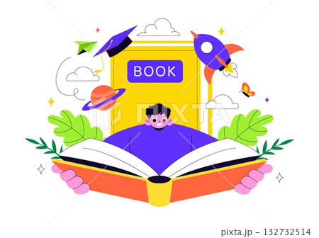 Book Week Events Vector Illustration with People Reading and Students Studying Textbooks for Literacy in a Flat Style Cartoon Background 132732514