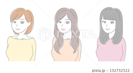 女性のヘアスタイルのセット 女性のヘアスタイルのセット 132732522
