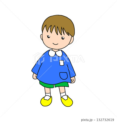 幼稚園の制服を着た園児のイラスト（男の子1） 132732619