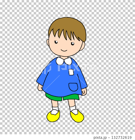 幼稚園の制服を着た園児のイラスト（男の子1） 132732619