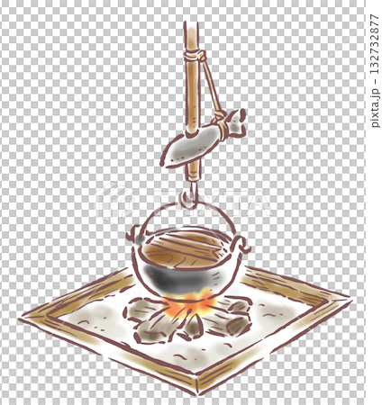 爐邊烹飪-一幅柔和細緻的手繪插圖 爐邊烹飪-一幅柔和細緻的手繪插圖 132732877