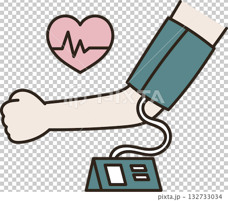 使用血壓計測量血壓的示意圖 使用血壓計測量血壓的示意圖 132733034