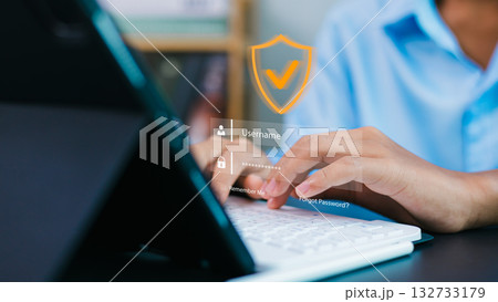 Cybersecurity Login Authentication and Data Protection Concept Cybersecurity Login Authentication and Data Protection Concept 132733179