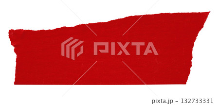 red crumpled torn tape isolated on transparent background. 132733331