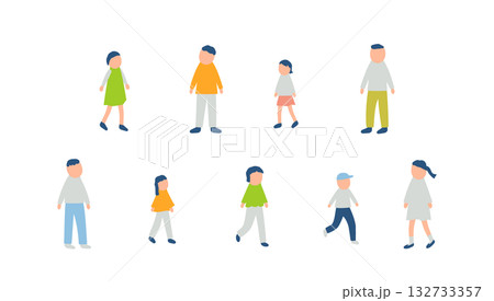 秋を過ごす子どもたちのイラストセット 132733357