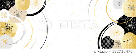 シックな梅の花柄の和風背景イラスト 132733479