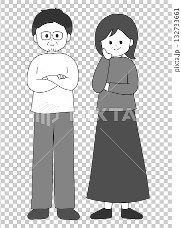 一對四十多歲的中年夫妻全身像 一對四十多歲的中年夫妻全身像 132733661