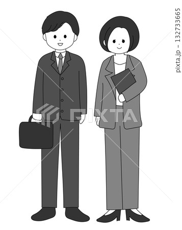 ビジネスパーソンの男女の全身ペアイラスト 132733665