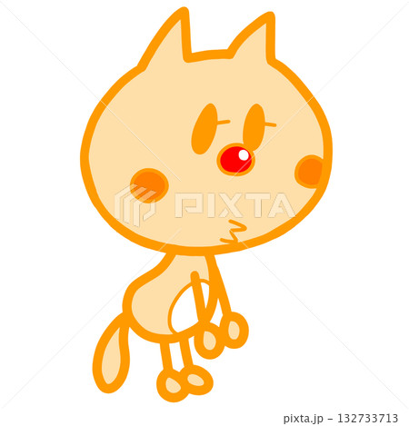 かわいい人気動物キャラクターイラスト素材セット【ふてねこ】全身 132733713