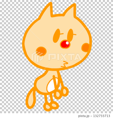 かわいい人気動物キャラクターイラスト素材セット【ふてねこ】全身 132733713