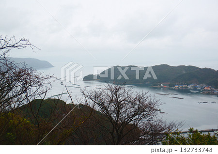 曇り空に静けさをたたえる愛媛県久良湾の冬景色 曇り空に静けさをたたえる愛媛県久良湾の冬景色 132733748