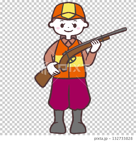 一名女子手持獵槍的插圖 132733828