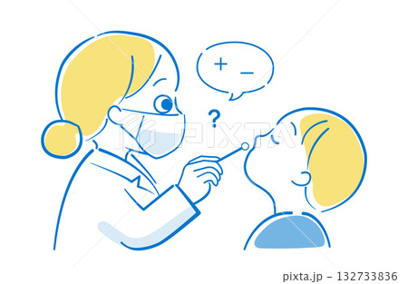 インフルエンザの鼻腔検査のイラスト インフルエンザの鼻腔検査のイラスト 132733836