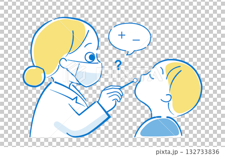 インフルエンザの鼻腔検査のイラスト インフルエンザの鼻腔検査のイラスト 132733836