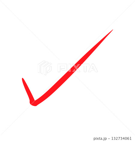 手書きのチェックマーク 赤 132734061