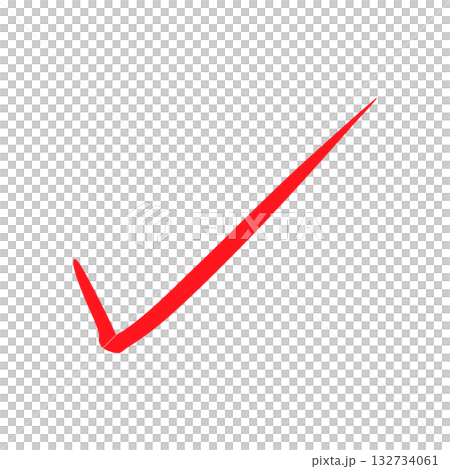 手書きのチェックマーク 赤 132734061