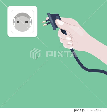 vector illustration of plugging or unplugging electrical cables in the wall vector illustration of plugging or unplugging electrical cables in the wall 132734318