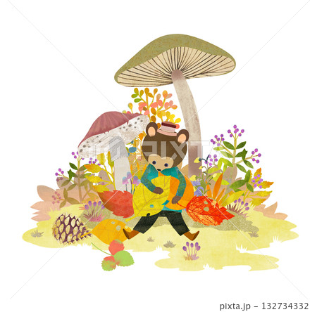 くまと落ち葉 132734332