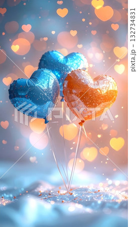 Orange and Blue Glitter Heart Balloon 132734831