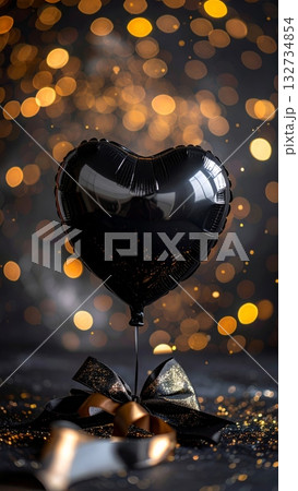 Black Glitter Heart Balloon 132734854