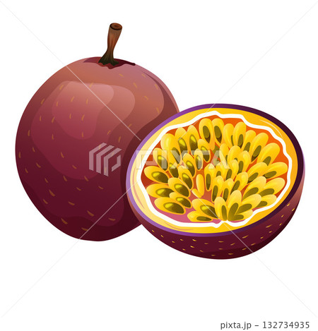 cut out half sliced passion fruit cut out half sliced passion fruit 132734935