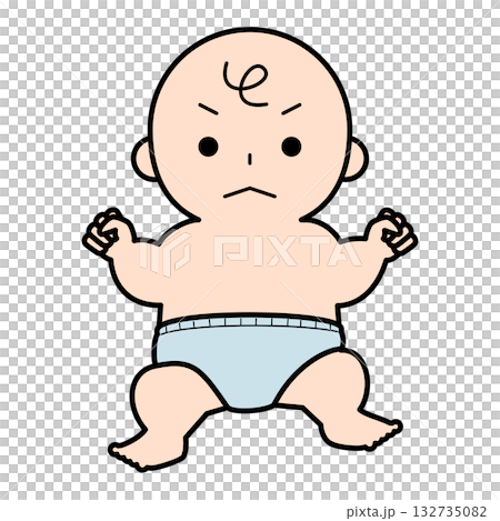 穿著尿布的脾氣暴躁的嬰兒 132735082