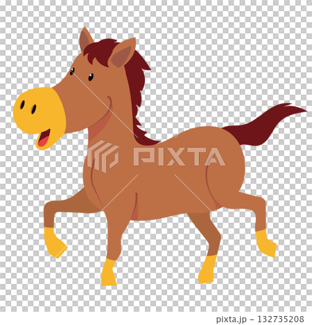 Year of the Horse: A simple and cute illustration of a deformed horse Year of the Horse: A simple and cute illustration of a deformed horse 132735208